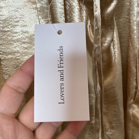 Lovers And Friends Revolve Britt Jumpsuit Champagne Lace Up Size Small NWT - Picture 7 of 10